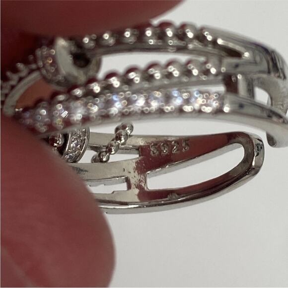 Sterling silver rhinestone encrusted fidget spinner ring size 8 - Picture 4 of 5